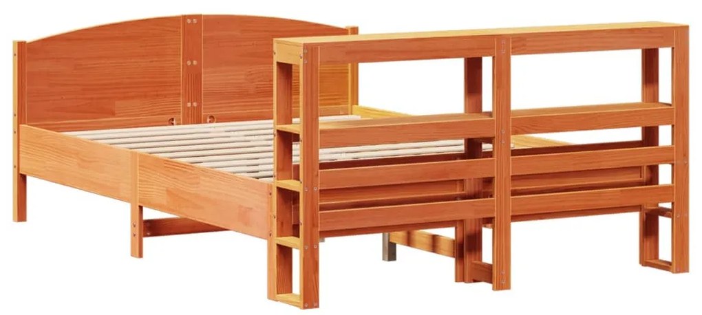 Cama sem colchão 160x200 cm madeira pinho maciço castanho-mel