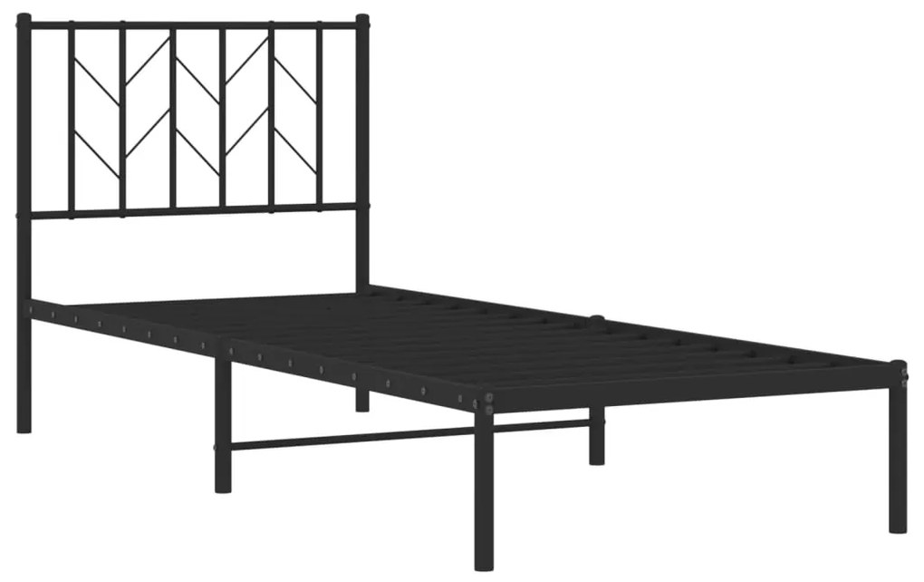 Estrutura de cama com cabeceira 80x200 cm metal preto