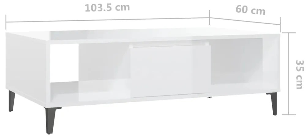 Mesa de centro derivados de madeira branco brilhante