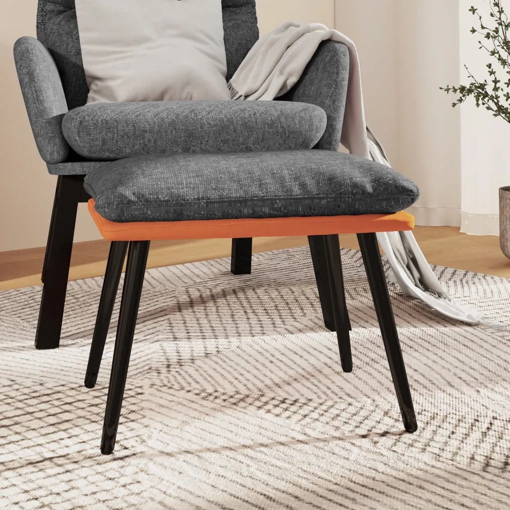 vidaXL Apoio de pés45x29,5x35cm tecido/couro artificial cinza/laranja