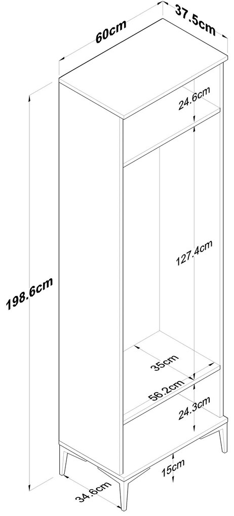 Hall Stand EA111 – Walnut White – 60x198,6x37,5 cm