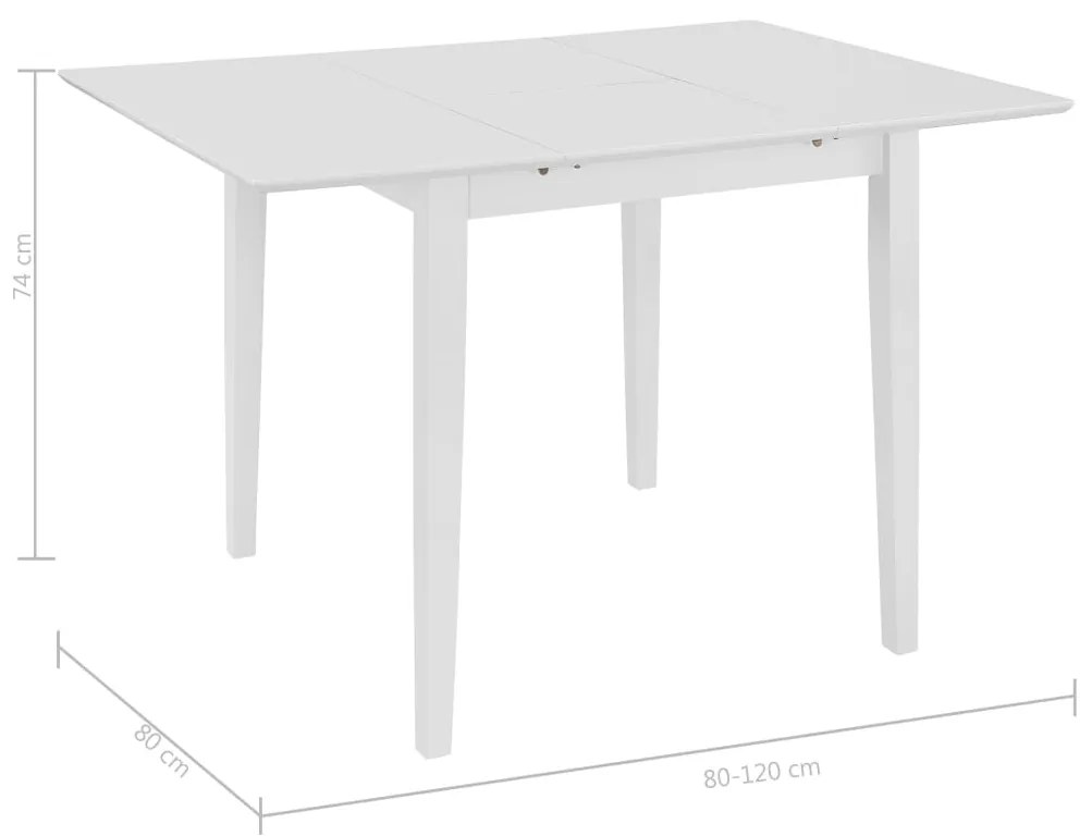 Mesa de jantar extensível (80-120)x80x74 cm MDF branco