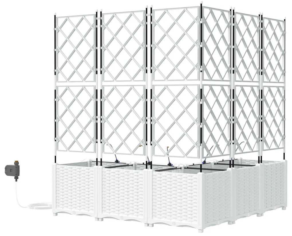 Vasos de Jardim com Sistema de Irrigação 5 pcs Brancos