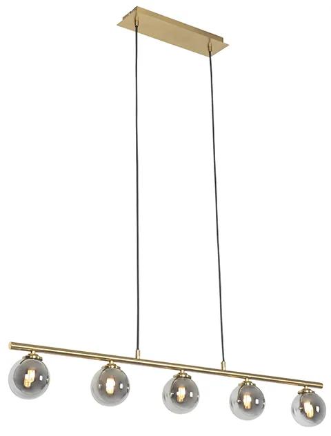 Candeeiro suspenso moderno dourado 100cm 5-luzes vidro fumê - ATHENS Rústico