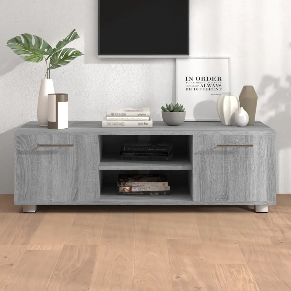 vidaXL Móvel de TV 110x40x35 cm derivados de madeira cinzento sonoma
