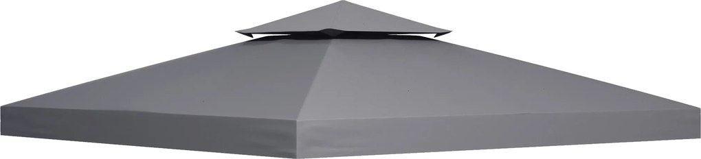 Outsunny Toldo de Substituição 3x3 m com Design de Dois Níveis Orifícios de Drenagem e Proteção UV Apenas Toldo Estrutura Não Incluída Cinzento | Aosom Portugal