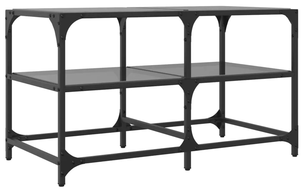Mesa de centro com topo em vidro preto 78,5x40x45 cm aço