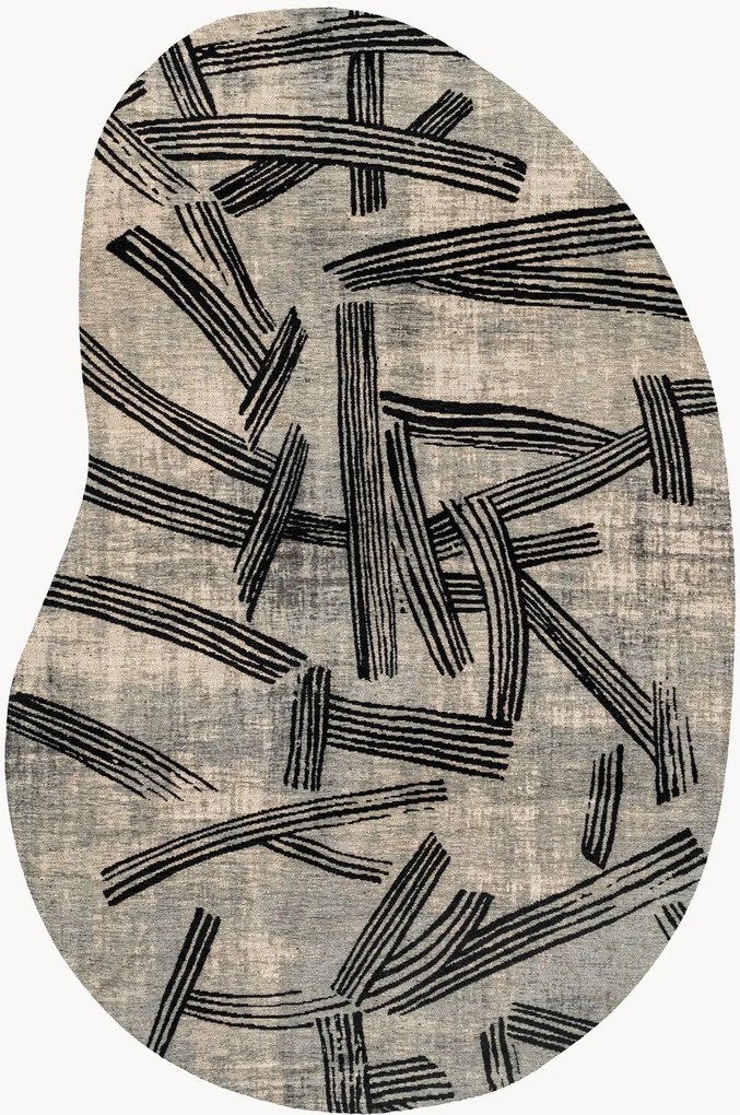 Tapete lavável em jacquard para interior e exterior de forma orgânica Kanji