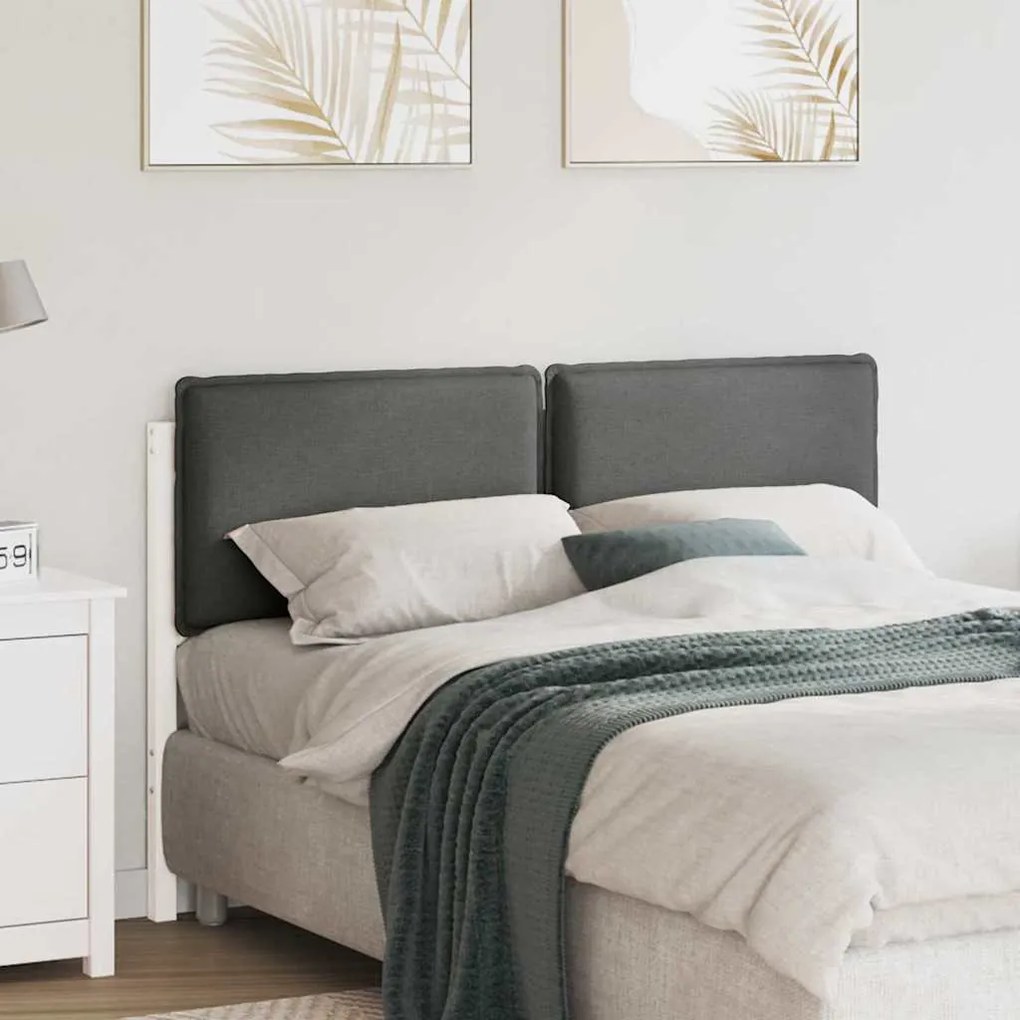 vidaXL Cabeceira estofada com cabeceira Branco e Cinza Claro 140 cm