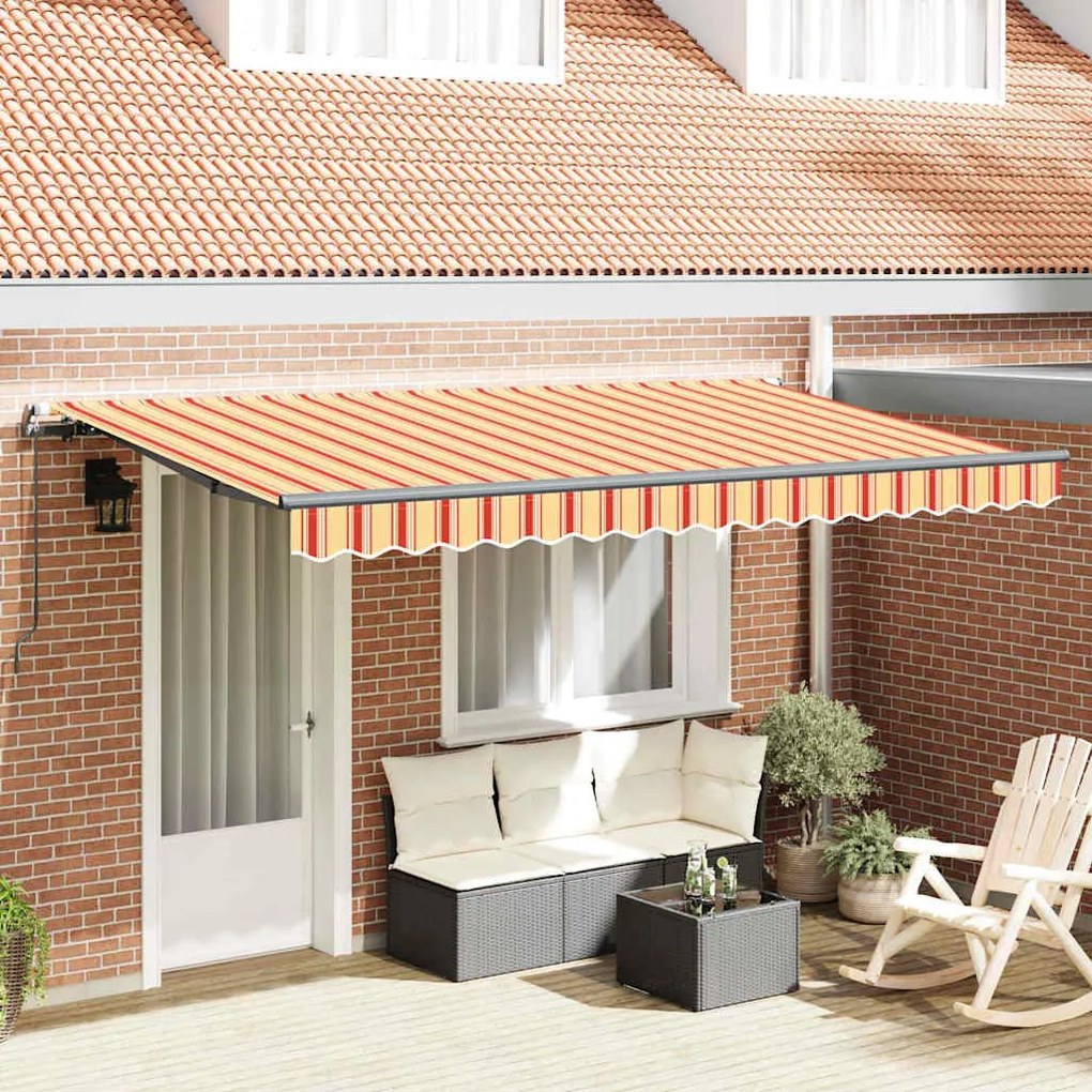 vidaXL Toldo Retrátil Manual Amarelo 400 x 200 cm tecido