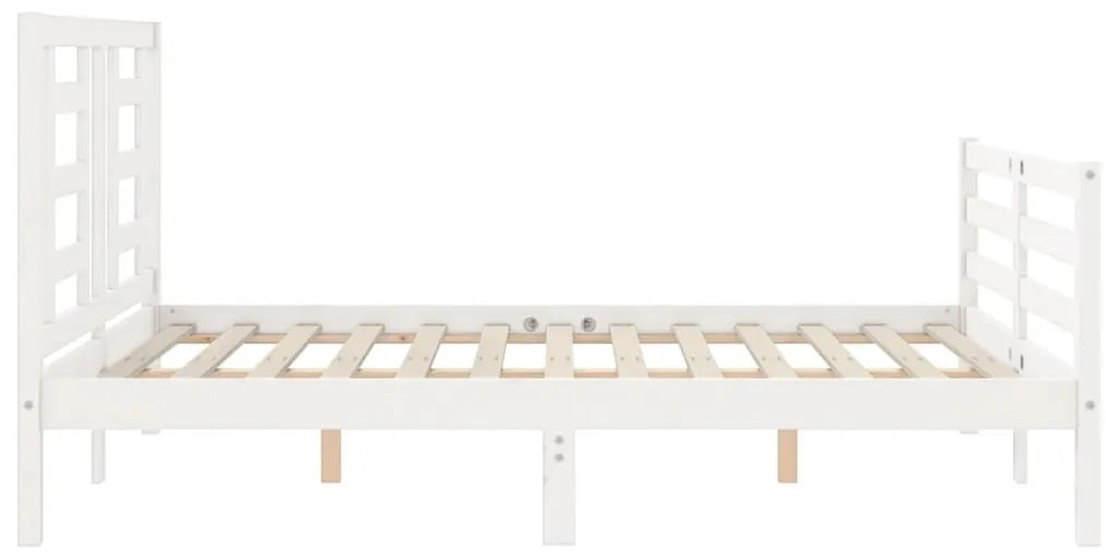 Estrutura de cama com cabeceira 140x190cm madeira maciça branco