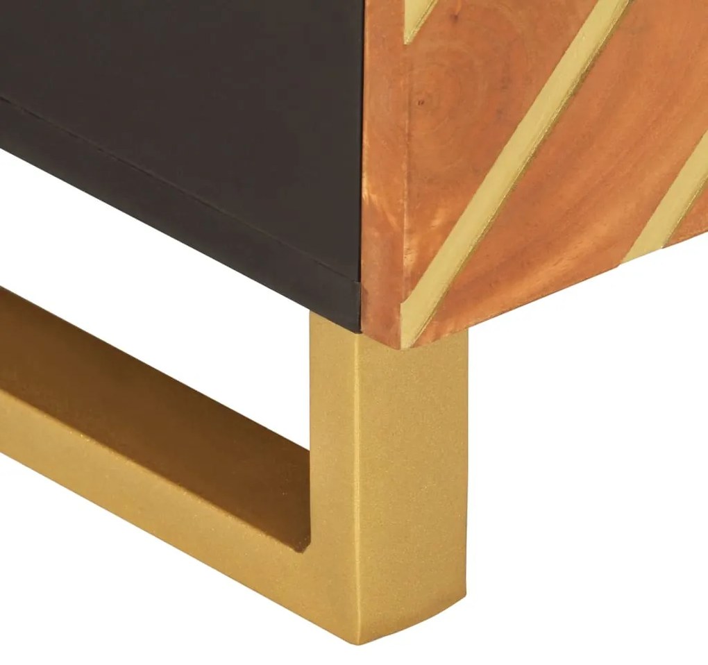 Mesa de centro 80x50x40 cm mangueira maciça castanho e preto
