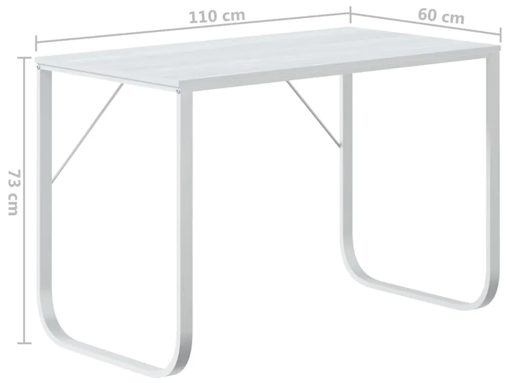 Secretária de computador 110x60x73 cm contraplacado branco