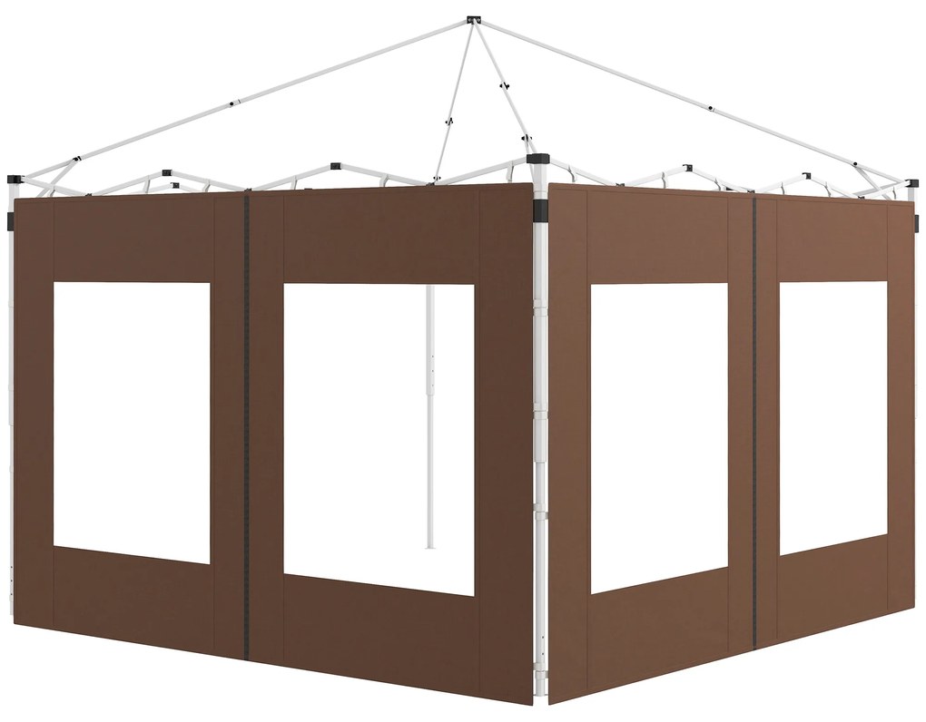 Outsunny Paredes Laterais para Tenda de 2 Painéis 295x195 cm em Tecido Oxford com 2 Janelas para Tendas de 6x3 m 3x3 m Marróm