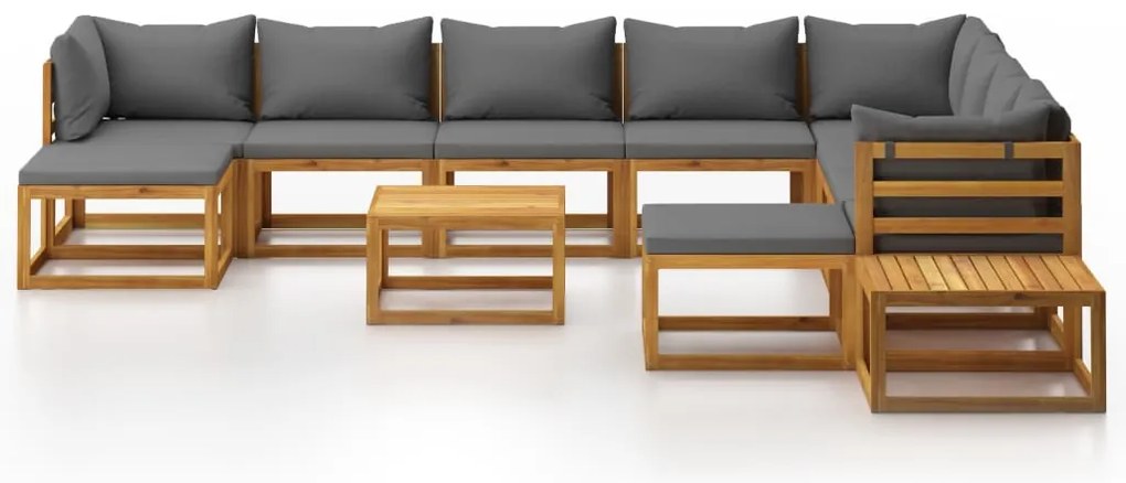 12 pcs conjunto lounge de jardim com almofadões acácia maciça