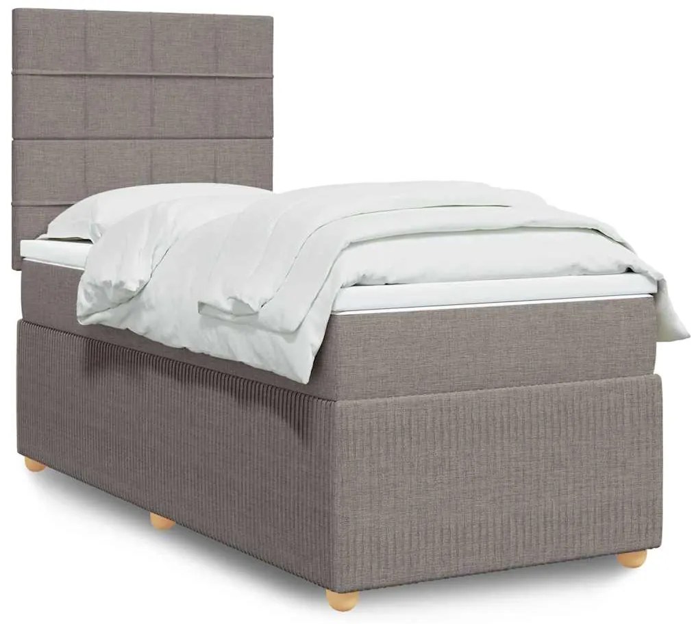 Cama com molas/colchão 90x200 cm tecido castanho-acinzentado