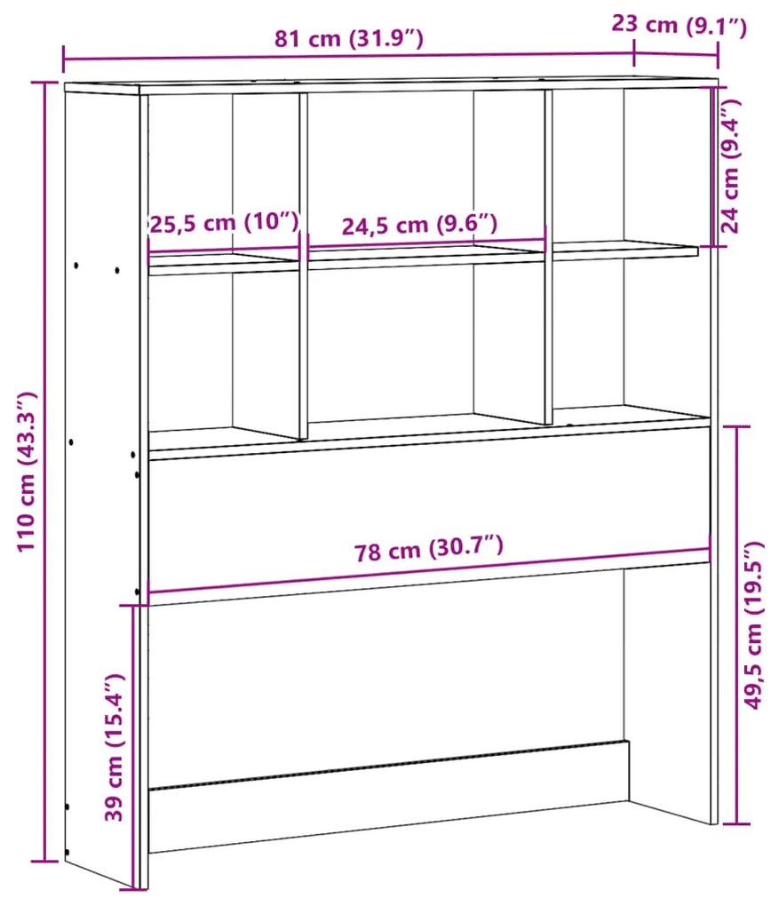 Cabeceira com arrumação 75 cm pinho maciço castanho-mel