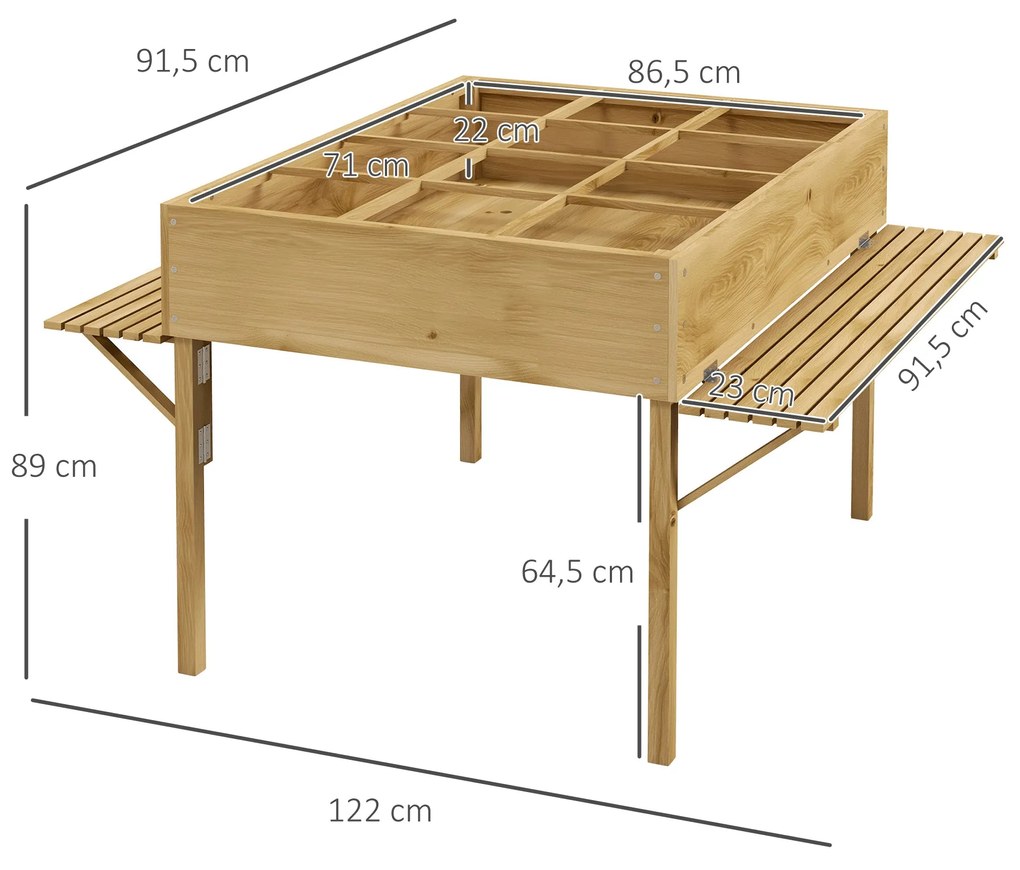 Outsunny Horta Elevada de Madeira Horta Urbana Mesa de Cultivo 122x91,