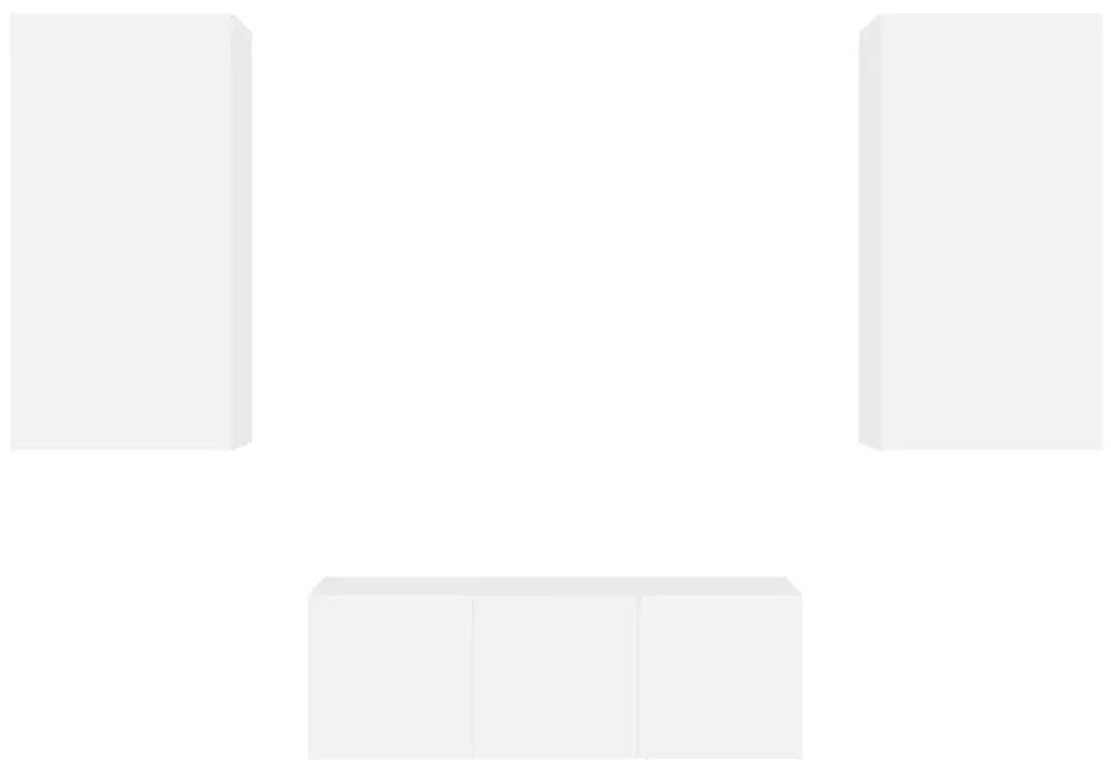 4pcs móveis de parede p/ TV c/ LEDs derivados de madeira branco