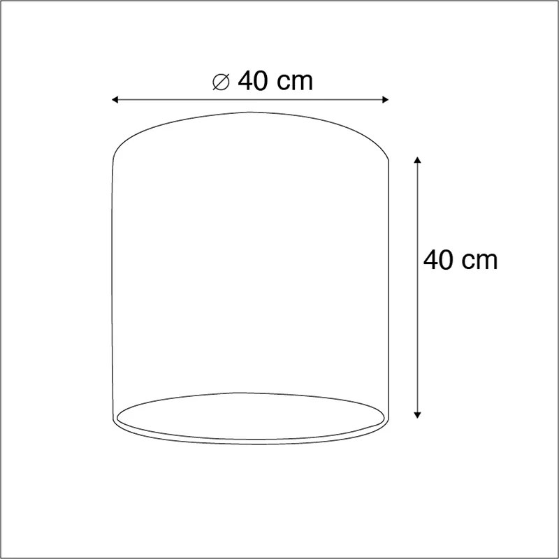 Abajur de veludo preto 40/40/40 com interior dourado