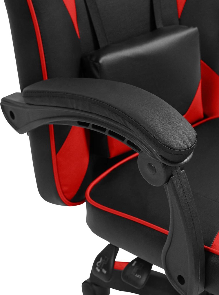 Cadeira de escritório em couro sintético preto e vermelho