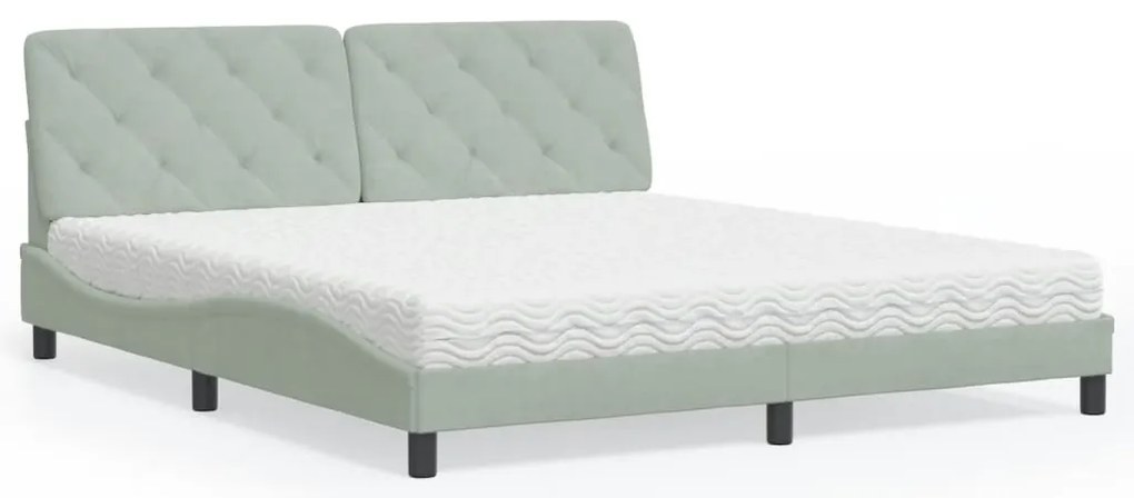 vidaXL Cama com colchão 180x200 cm veludo cinzento-claro