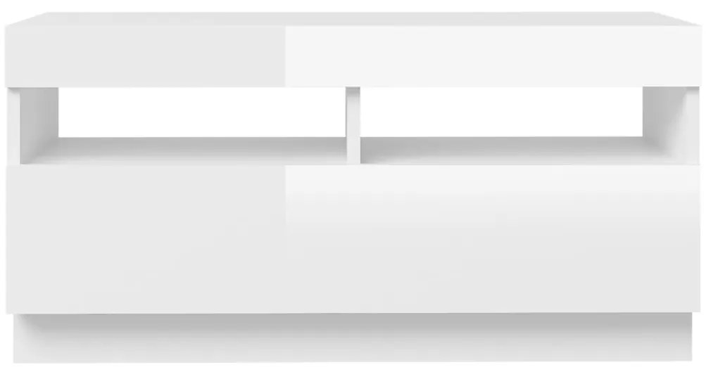 Móvel de TV com luzes LED 80x35x40 cm branco brilhante