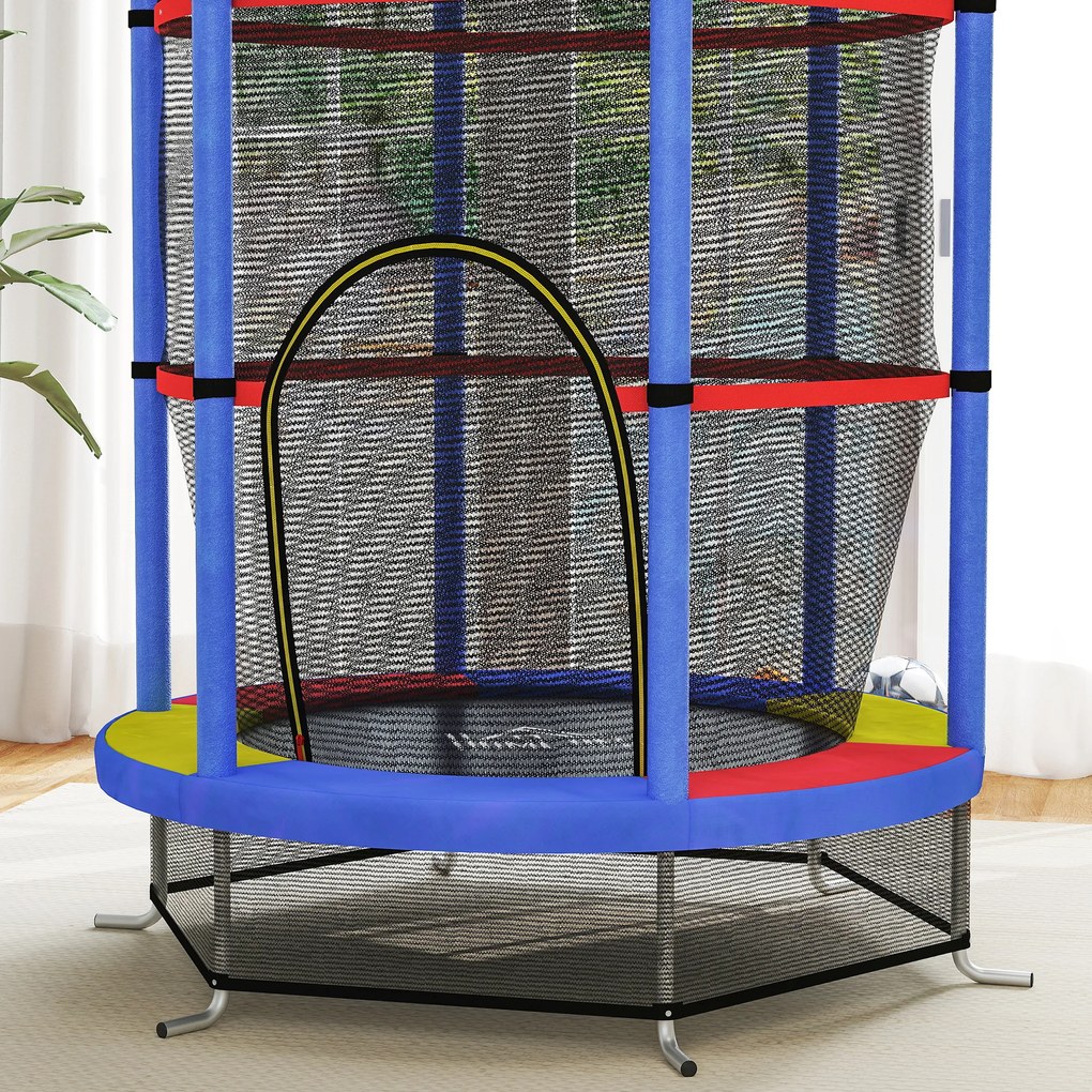 Trampolim Infantil Ø140x190 cm Trampolim para Crianças de 3-6 Anos com Rede de Segurança Carga 45 kg para Interior Azul