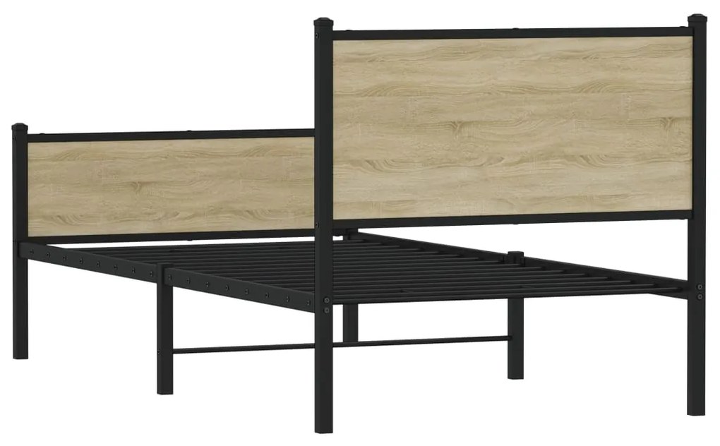 Estrutura de cama sem colchão 90x190 cm metal carvalho sonoma