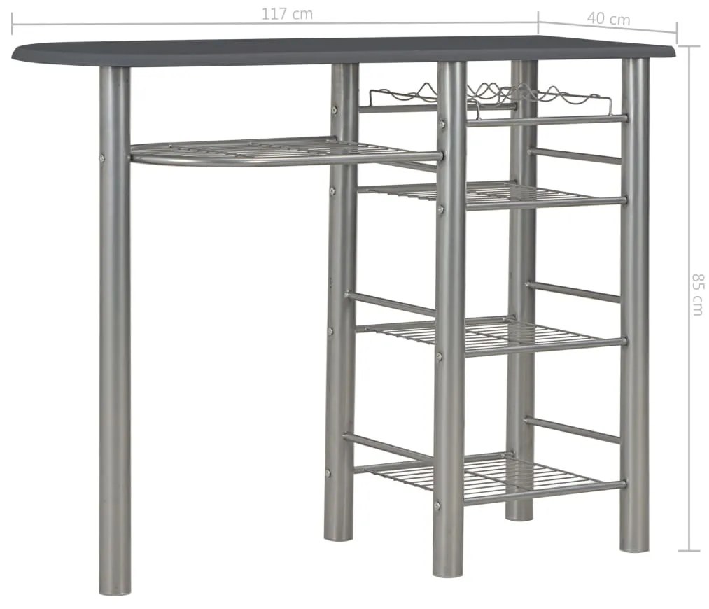 3 pcs conjunto de bar com prateleiras madeira e aço preto