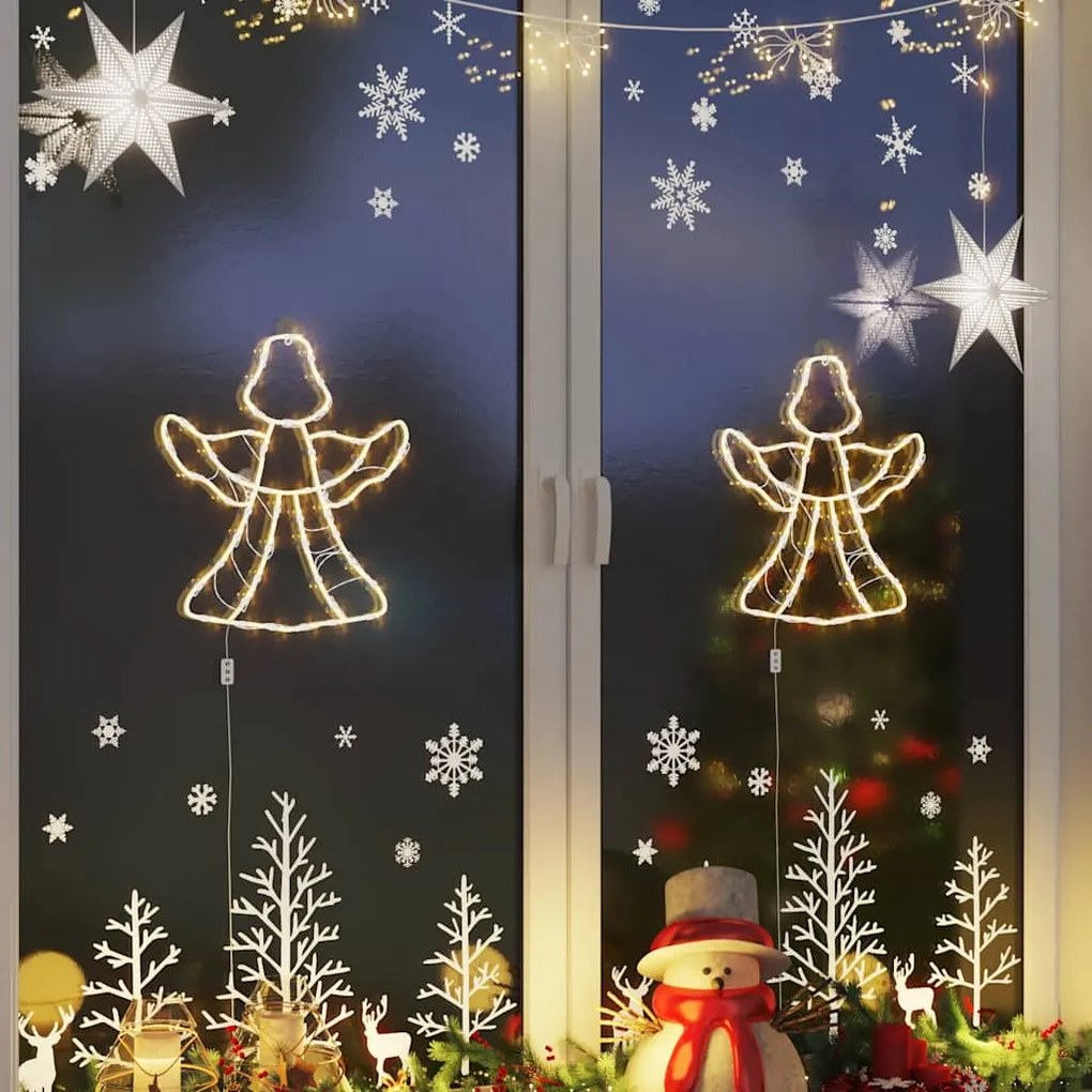 Luzes de Natal anjo silhueta 2 pcs 50 LEDs branco quente