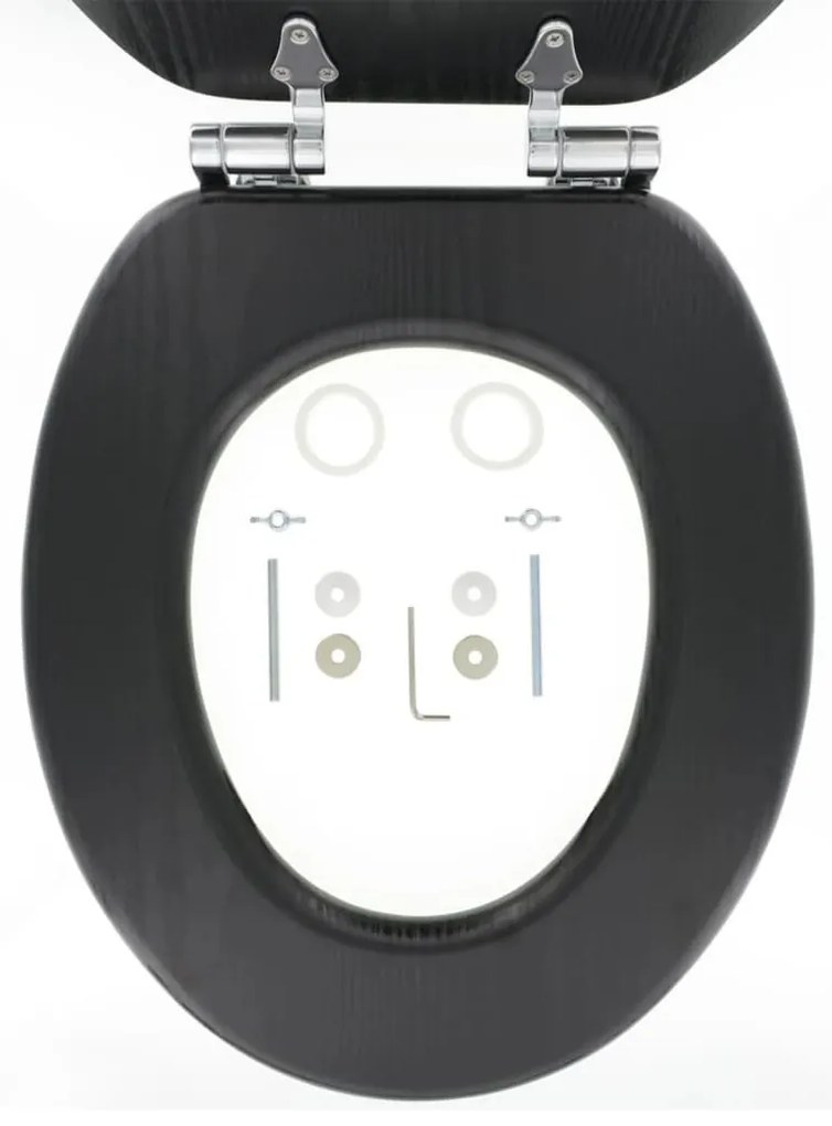 Assento de sanita com fecho suave Blackwash MDF preto 252030746