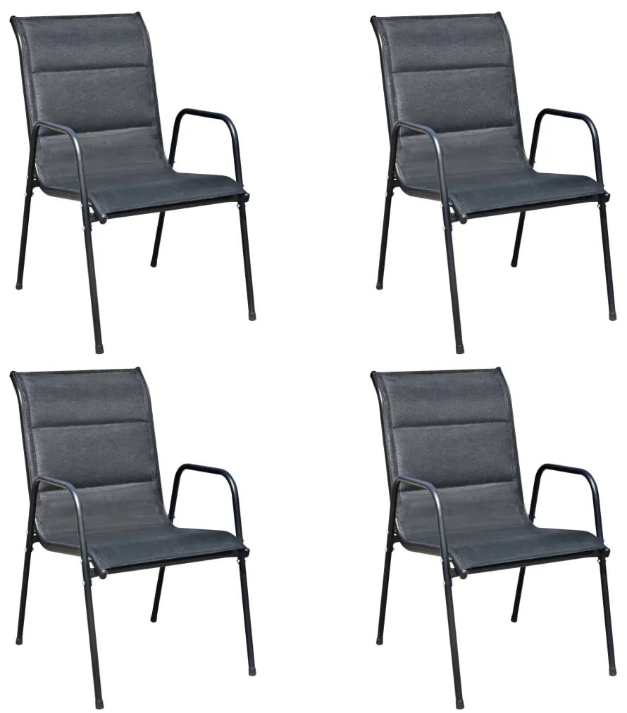 Conjunto de jantar para jardim 5 pcs 80x71 cm aço preto