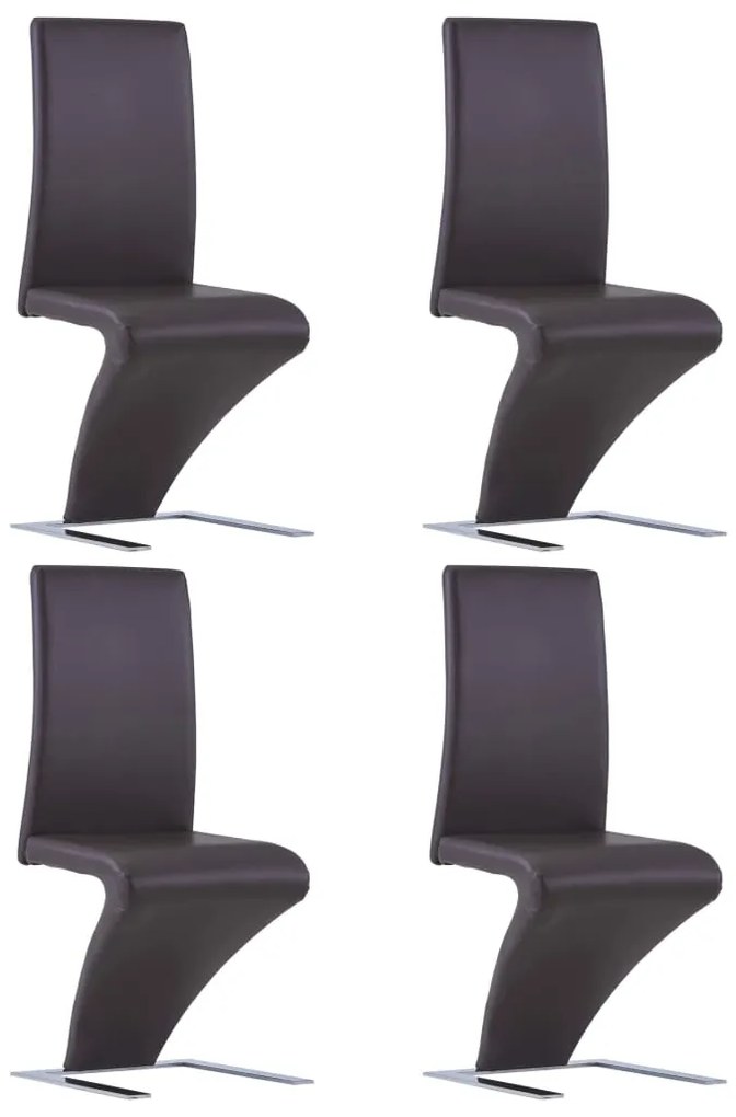 vidaXL Cadeiras de jantar ziguezague 4 pcs couro artificial castanho