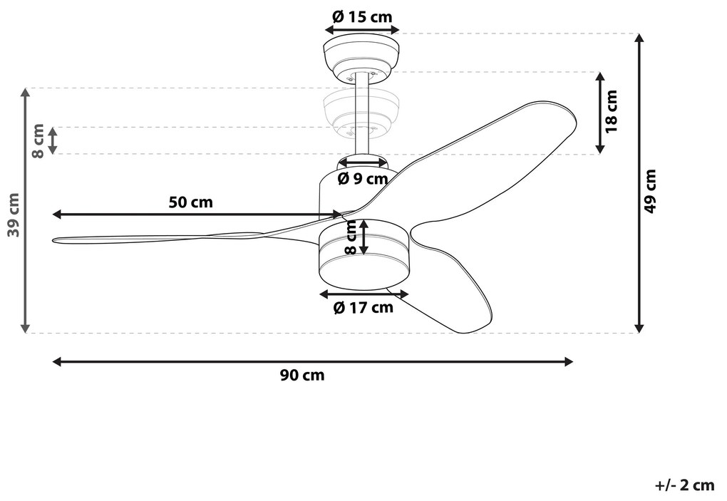 Ventoinha de teto branca com luz LED ANDERSON Beliani