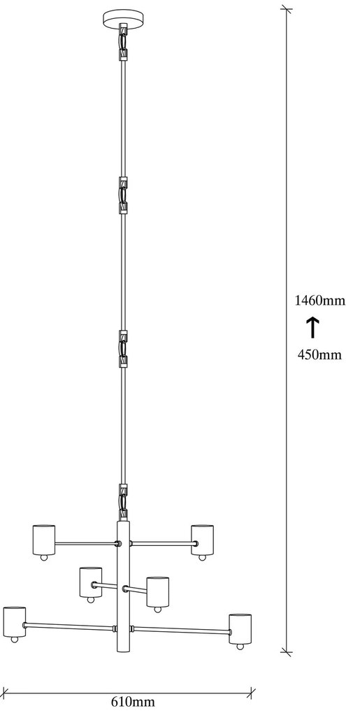 Candeeiro Suspenso Hexa – Preto – 61 x 61 cm