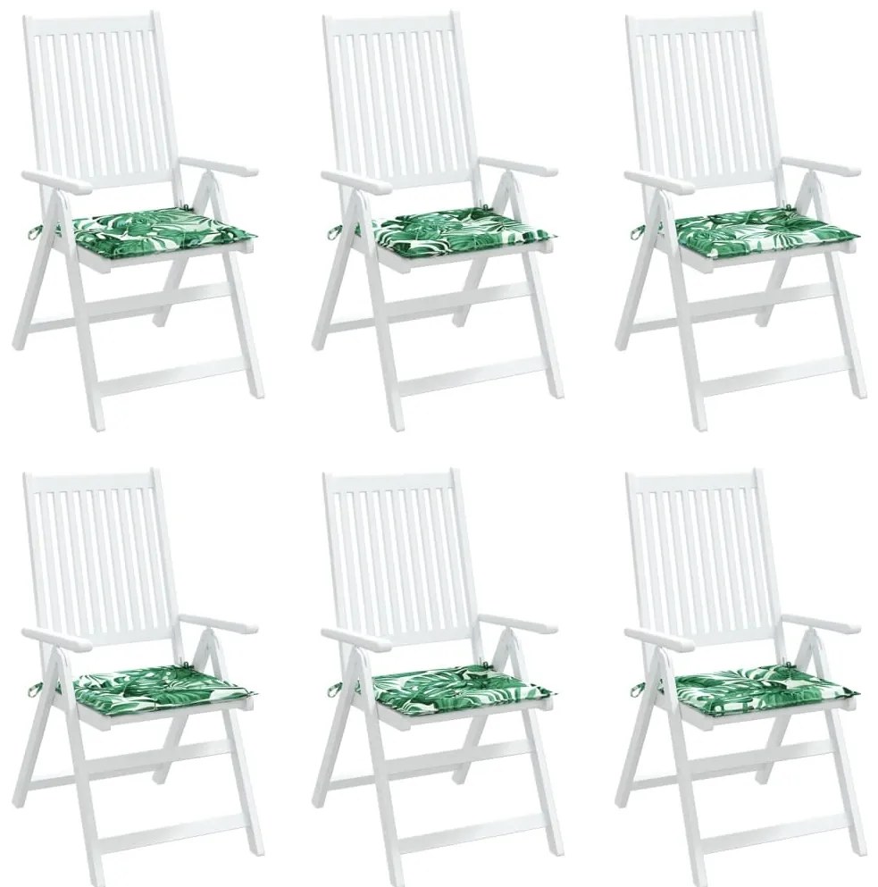 Almofadões p/ cadeira 6pcs 50x50x3cm tecido padrão folhas
