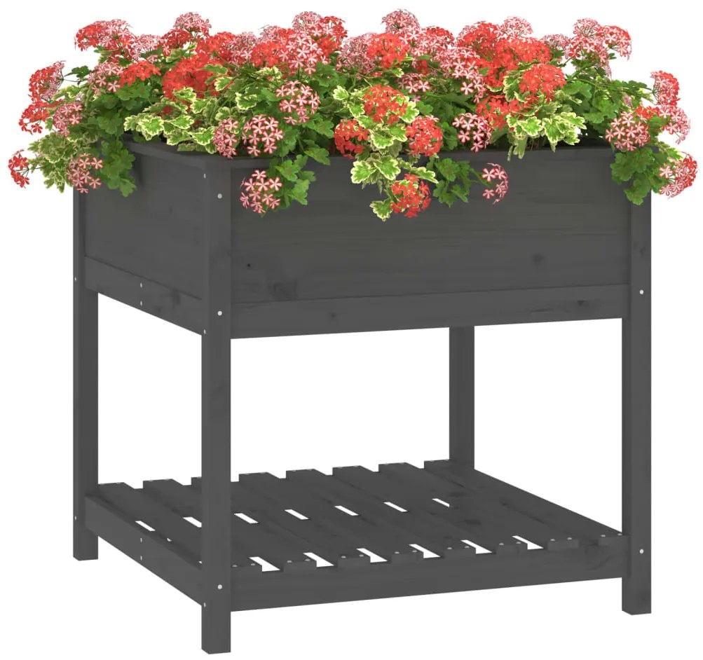 Vaso/floreira com prateleira 82,5x82,5x81 cm pinho maciço cinza