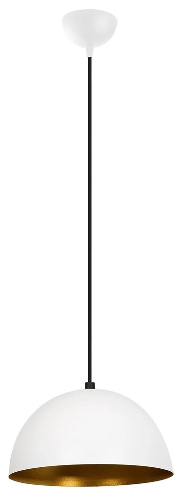 Candeeiro de Teto Sivani – Branco e Dourado – Diâmetro 30 cm, Altura 1