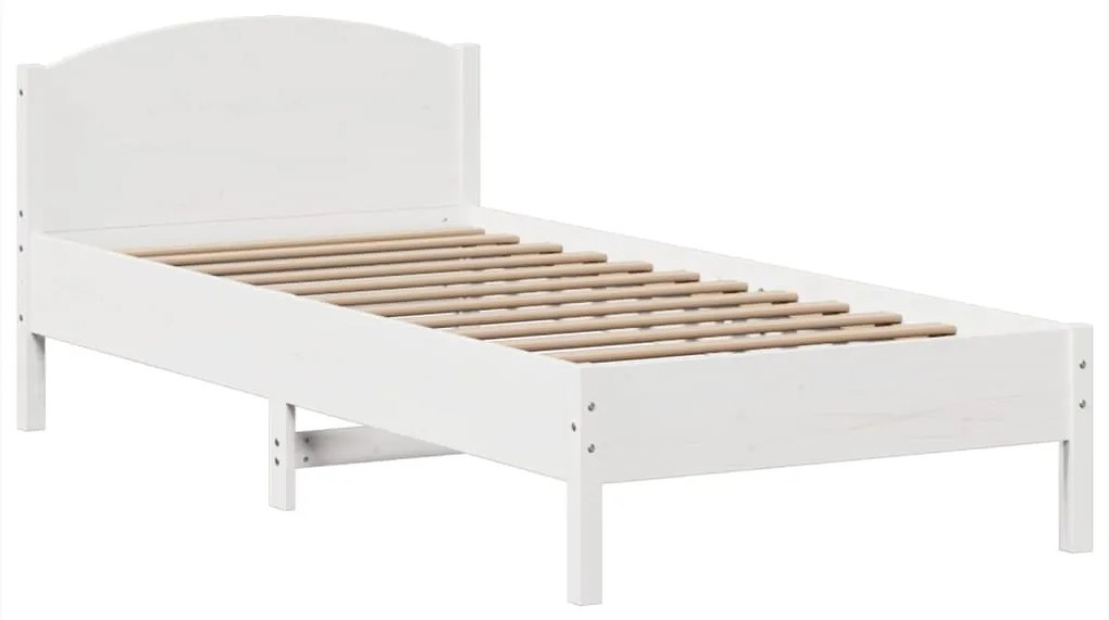 Cama com estante sem colchão 75x190 cm pinho maciço branco