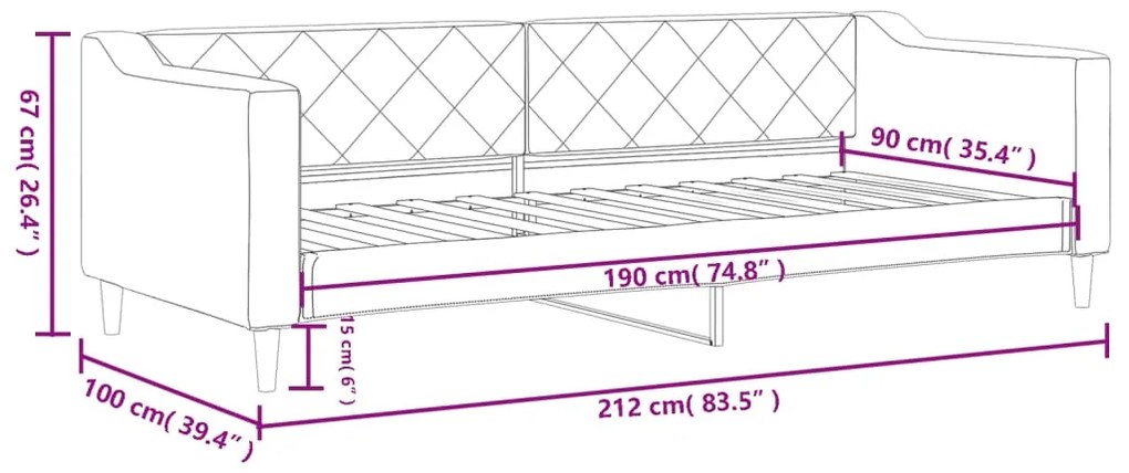 Sofá-cama 90x190 cm tecido cinzento-escuro