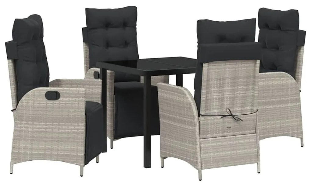 Mesa de Jantar para Jardim com 5 Peças em Rattan Sintético Cinza Claro