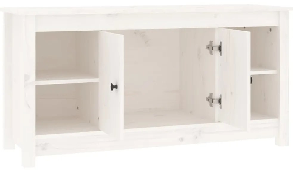 Móvel de TV 103x36,5x52 cm madeira de pinho maciça branco