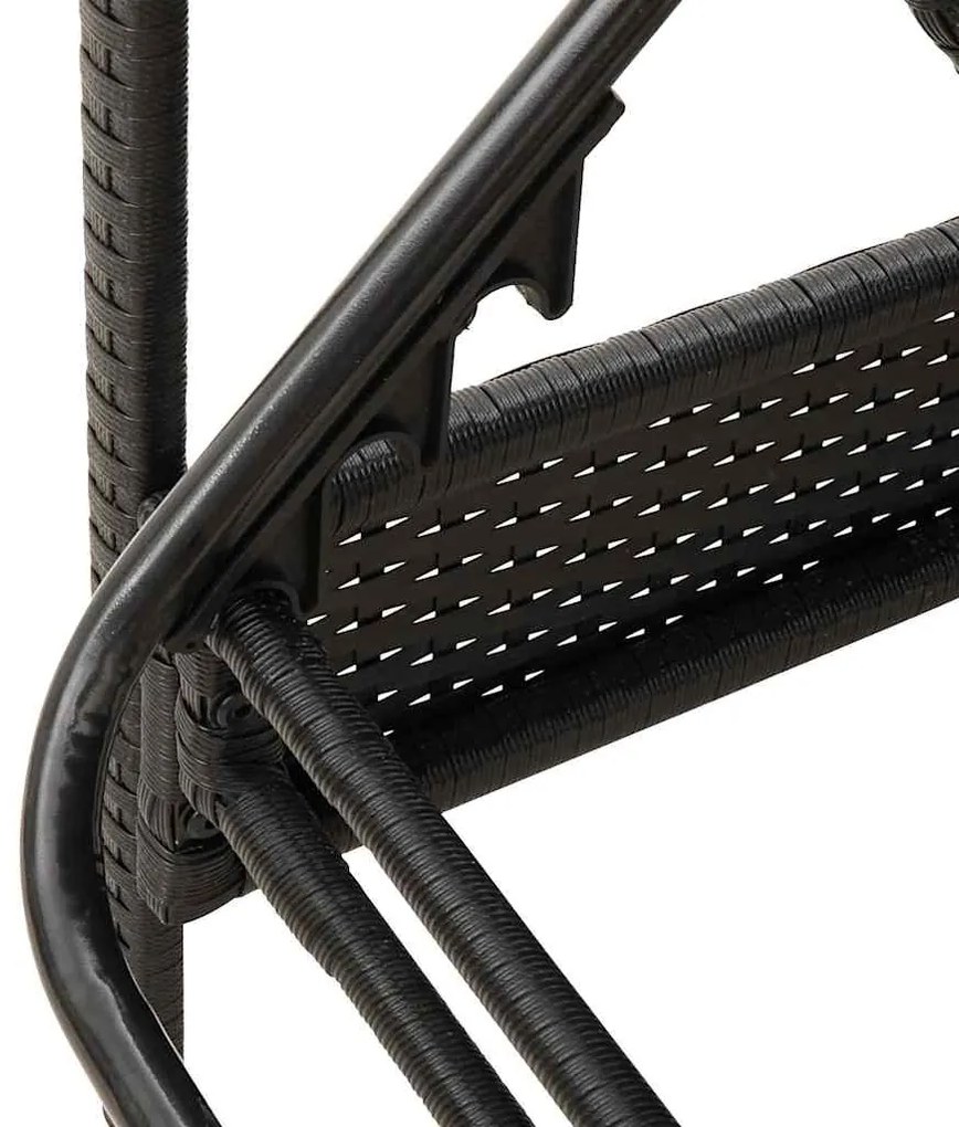 Espreguiçadeira com almofada preta 63x200x81 cm vime sintético (apenas