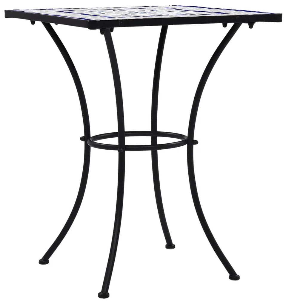 Mesa bistrô em mosaico 60 cm cerâmica azul e branco
