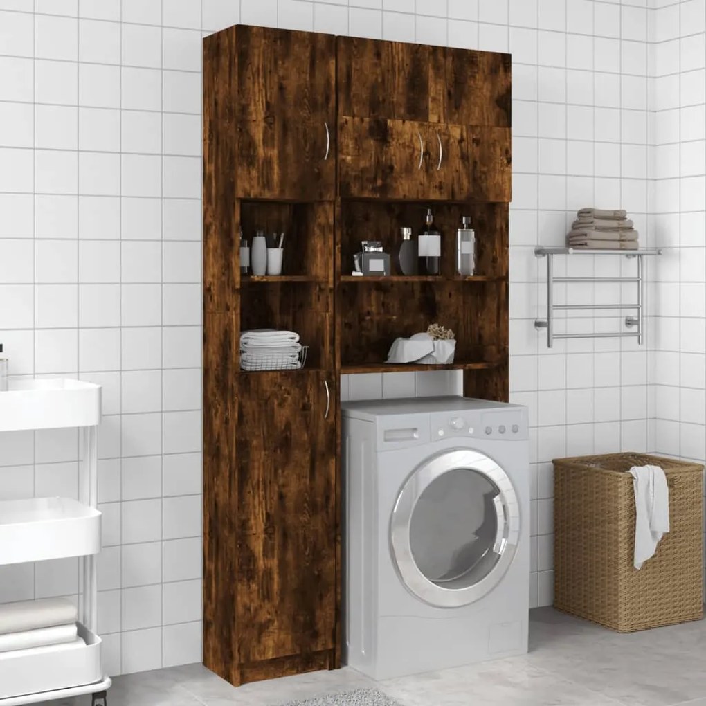 815537 vidaXL Armário WC 32x25,5x190 cm derivados de madeira carvalho fumado