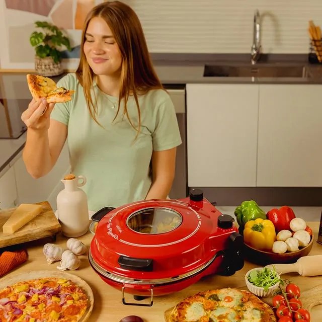 Forno para pizza Cecotec Fun Pizza&Co Mamma Mia Vista 1200 W com janela.