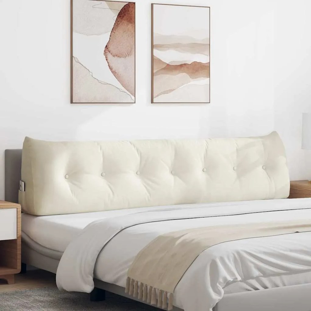 vidaXL Travesseiro para Costas Creme 200 x 24 x 50 cm Veludo