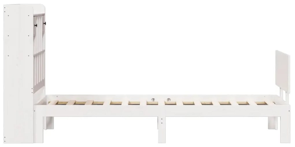 Cama com estante sem colchão 100x200 cm pinho maciço branco