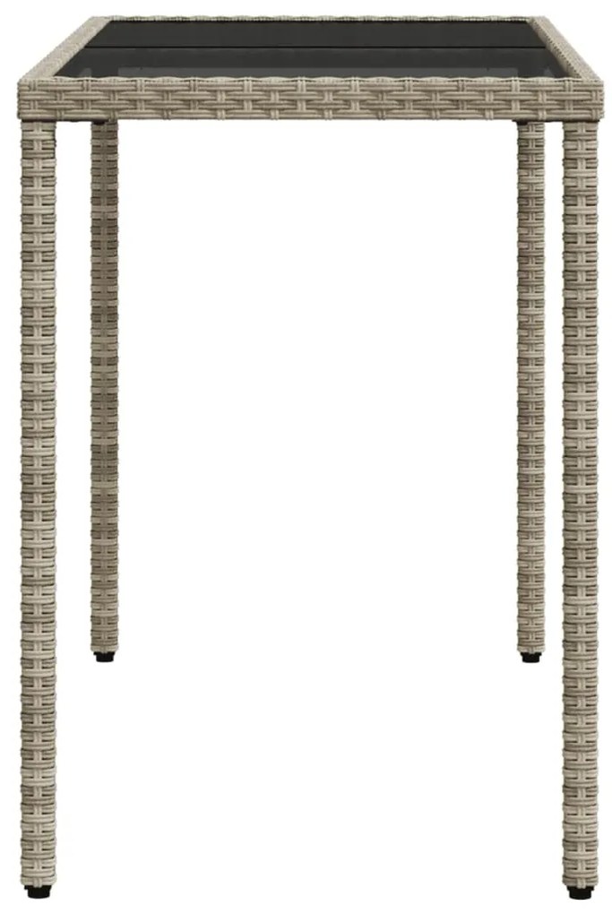 Mesa jardim c/ tampo de vidro 115x54x74 cm vime PE cinza-claro